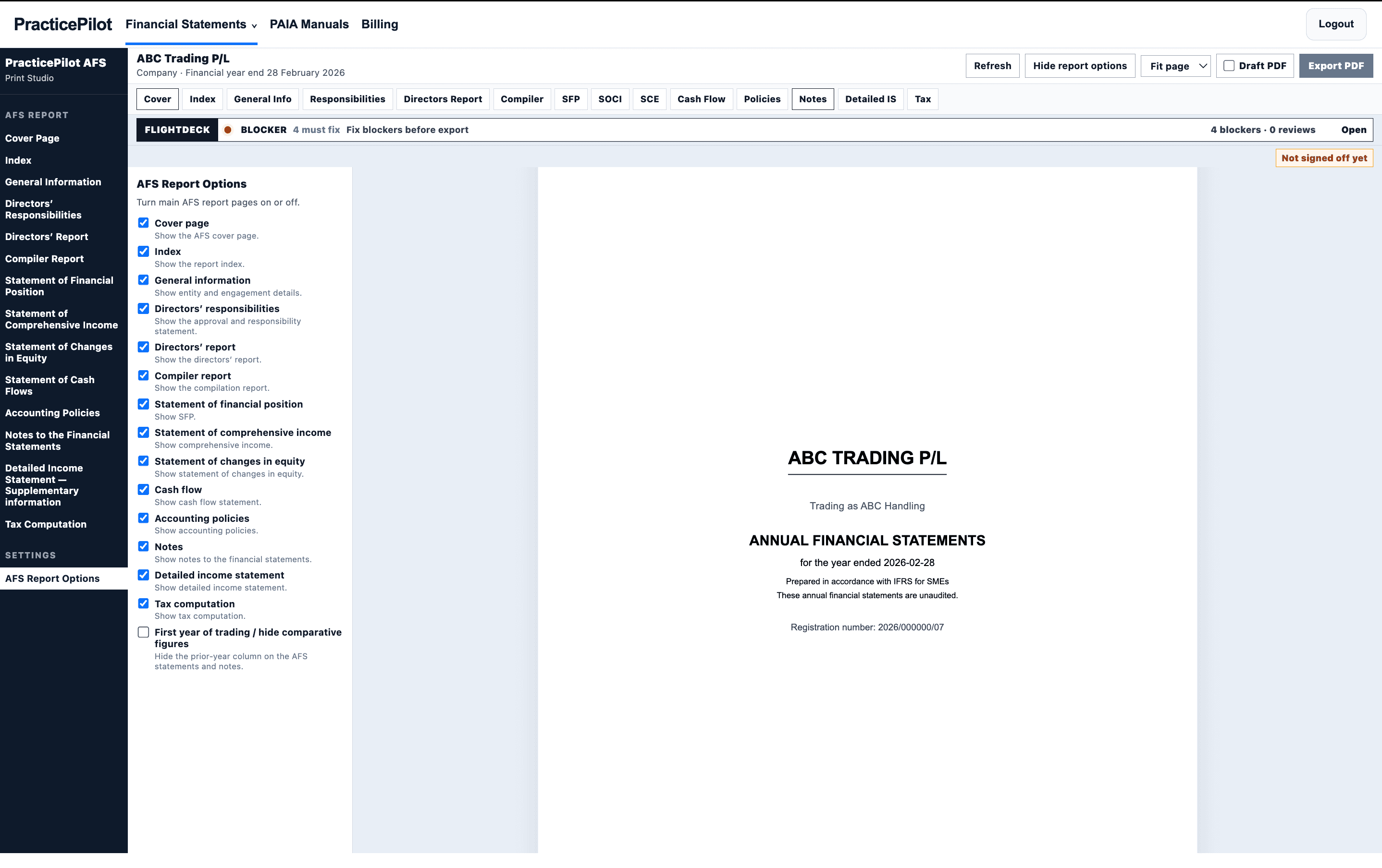 PracticePilot annual financial statements Print Studio